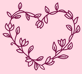 Herz mit Blumenranken, Liebe,. Valentinstag (Vektor)