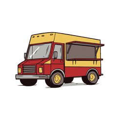 Vector cartoon food truck clip art white background