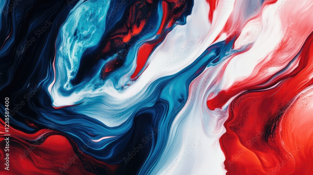 Aufkleber abstract art with bold swirls of red blue and white colors creating a dynamic and vibrant compositio