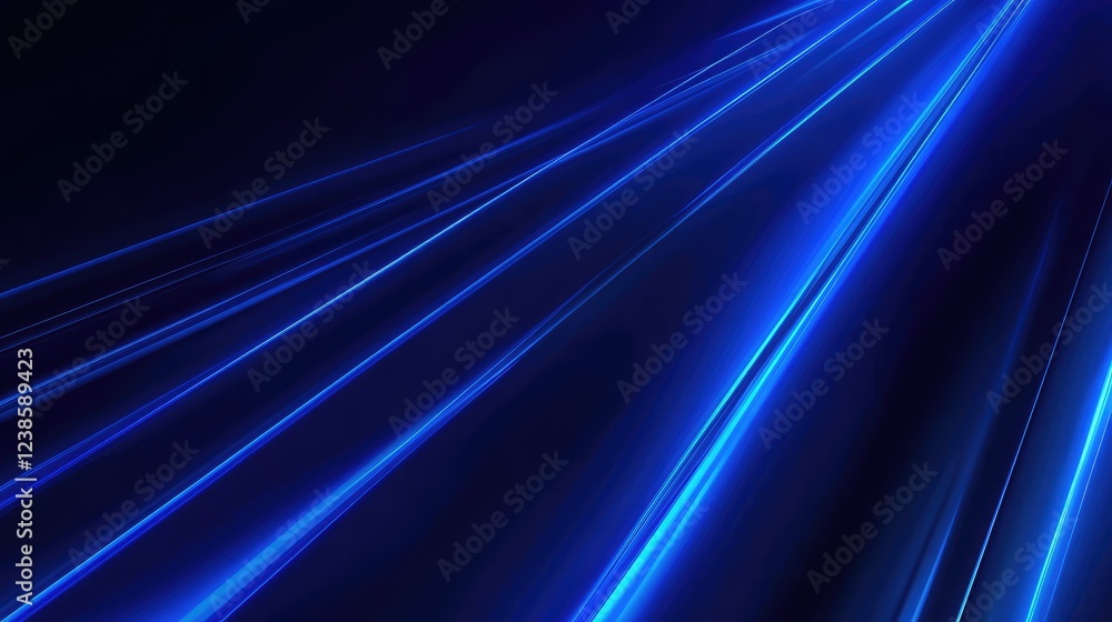 Poster vibrant blue light trails on dark background creating dynamic motion and energy with abstract design