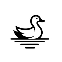 Elegant Duck on Calm Water: Minimalist Nature Bird Vector Graphic