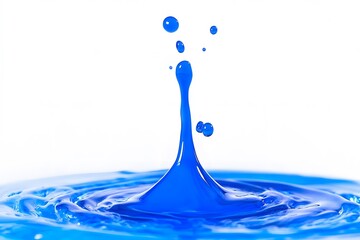 Dripping Fluid blue color, on a white background, generative AI