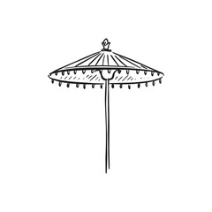 A sketched umbrella in black and white. Vector doodle.  © Amelia
