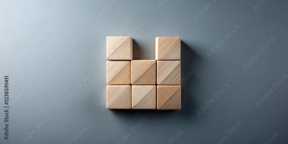 Aufkleber nine light brown wooden blocks arranged in a grid pattern on a dark gray background
