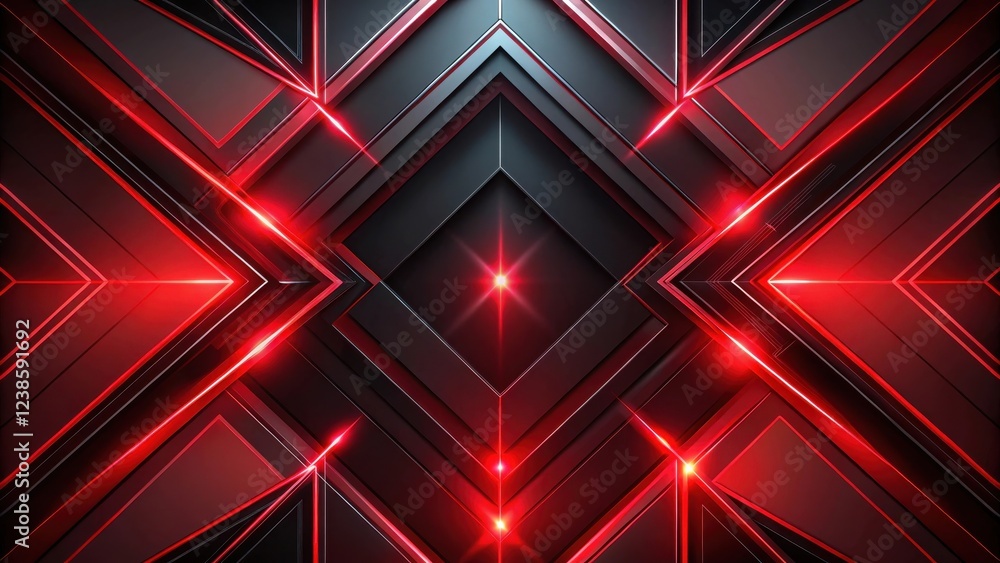 Poster abstract red and black geometric design with glowing lines