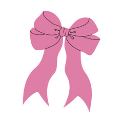 A lovely pink bow adorned with ribbons, perfect for various decorative uses and occasions
