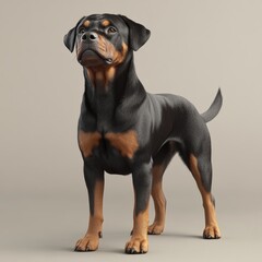 Obraz premium Proud Rottweiler Standing Tall in 3D Rendered Style