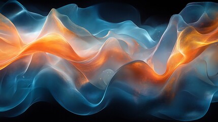 Obraz premium Abstract swirling blue orange light energy flows dynamically. AI Generated