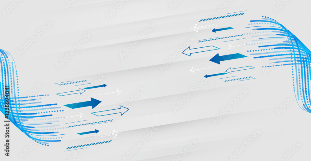 Aufkleber Abstract hi tech communication for presentation or banner. Sci-fi gray background with various technology elements. Science concept, horizontal arrows and stripes.