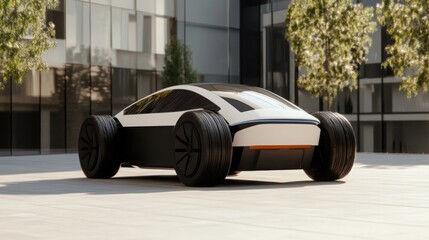Electric Sports Car concept, futuristic speed vehicle prototype in minimalistic design, EV 3D render
