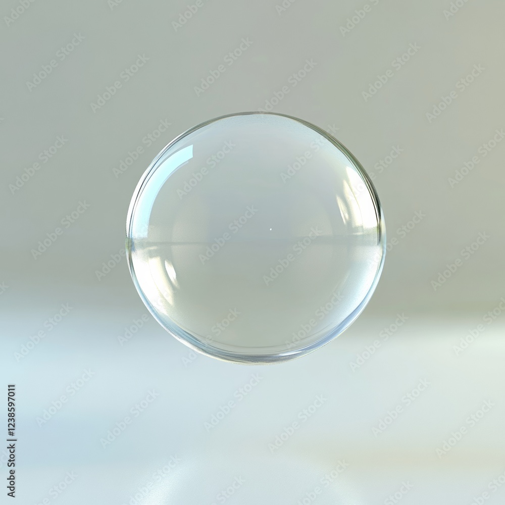 Poster 3d soft bubble with reflections floating above a minimal surface