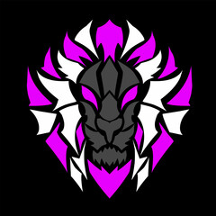 illustration vector graphic of abstract design template lion head logo