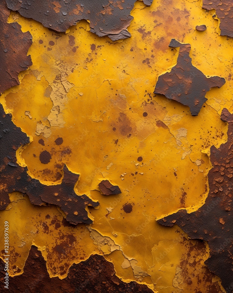 Poster oxidized yellow with fragmented patterns and a vintage rustic charm abstract rusty surfaces backgrou