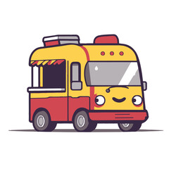 Vector cartoon food truck clip art white background