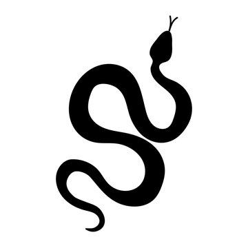 Snake ink icon logo vector illustration. Silhouette of a snake on a white background, symbol of 2025