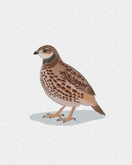 Animal Watercolor Illustration of Quail in White Background