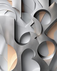 Polished silver with abstract geometric forms and light shading abstract background