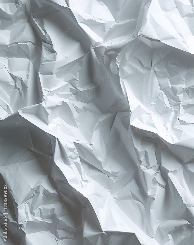 Aufkleber pure white crumpled paper with sharp defined creases and a fresh minimal feel abstract background