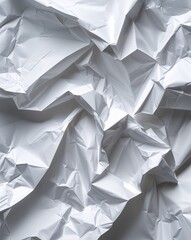 Fototapeta premium Pure white crumpled paper with sharp defined creases and a fresh minimal feel abstract background