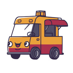Vector cartoon food truck clip art white background