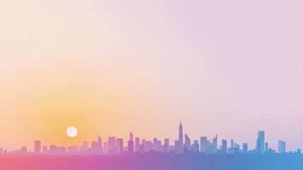 Fototapeta premium Vibrant Sunset Over City Skyline with Soft Gradient Colors