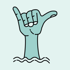 Vector illustration surfing theme badge design. For t-shirt prints, posters, stickers and other uses.