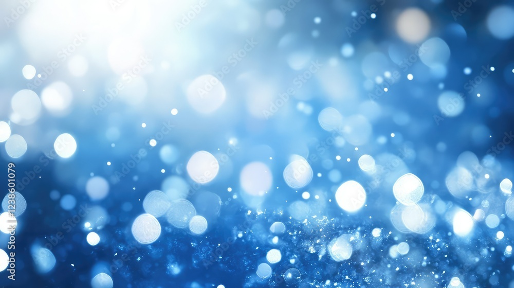 Poster soft and dreamy blue bokeh background with sparkling light effects ideal for use in designs and crea