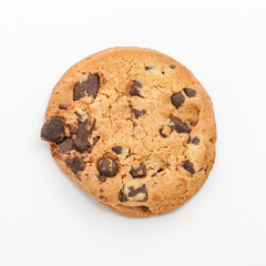 Chocolate Chip Cookie on a Creamy White Backgroun