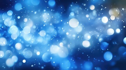 Obraz premium Beautiful Abstract Blue Bokeh Background with Soft Light Circles and Sparkling Dust, Perfect for Holiday, Event, or Atmospheric Designs and Backdrops