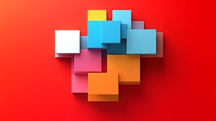Colorful Cubes Arranged In An Abstract Design
