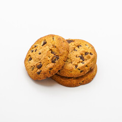 Cookies isolated on white background. Chocolate chip, sugar cookies, chocolate biscuits, butter cookies set, ring biscuit, collection isolated.