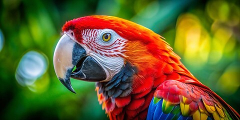 Obraz premium Curious Parrot Tilting Head, Candid Bird Photography, Exotic Pet, Avian Wildlife