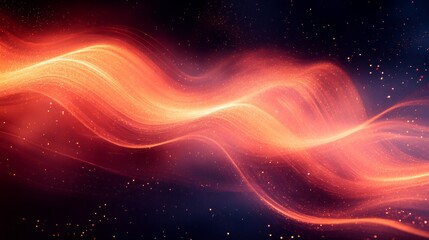 Fiery orange abstract waves glow brightly against a dark background. AI Generated