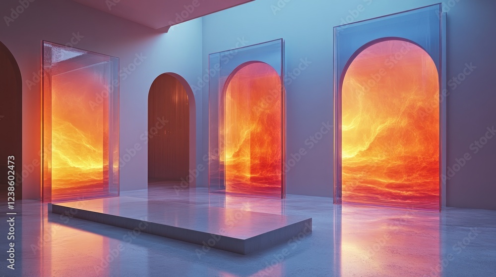 Poster translucent panels in gradient colors abstract minimalist composition