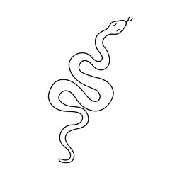 Snake in doodle style. Snake hand drawn line art. An Artistic Illustration of a Wavy Outline Depicting a Stylized Snake for Creativity and Art