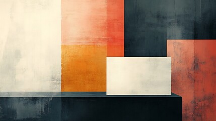 Warm toned abstract geometric art subtly textured. AI Generated