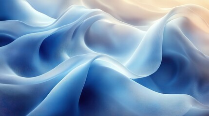 Obraz premium Abstract Blue Ribbons Curly Design Minimalist Digital Art Wallpaper