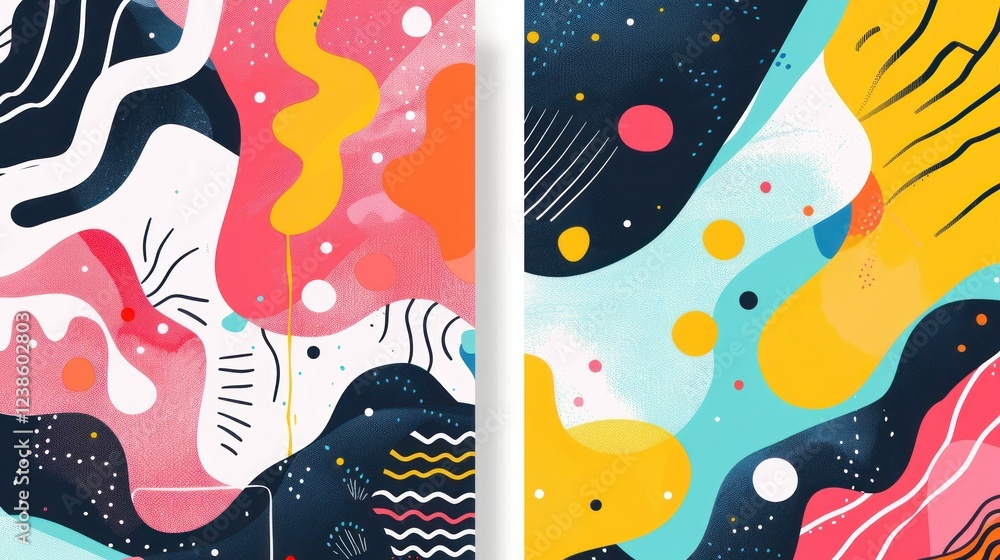 Poster abstract colorful patterns with fluid shapes stock photo