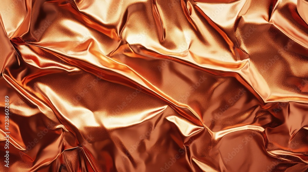 Aufkleber abstract copper foil texture with wrinkles and reflective surfaces captured in a beautiful light set
