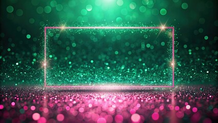 Obraz premium Sparkling Glitter Background with Glowing Pink Frame for Presentation