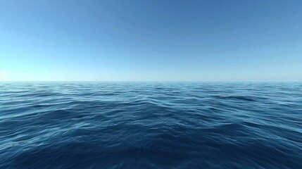 Fototapeta premium A calm ocean under a clear blue sky. stock photo 
