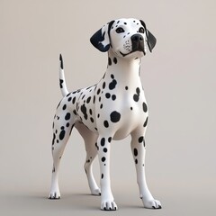 3D Dalmatian Dog Standing with One Paw Slightly Raised