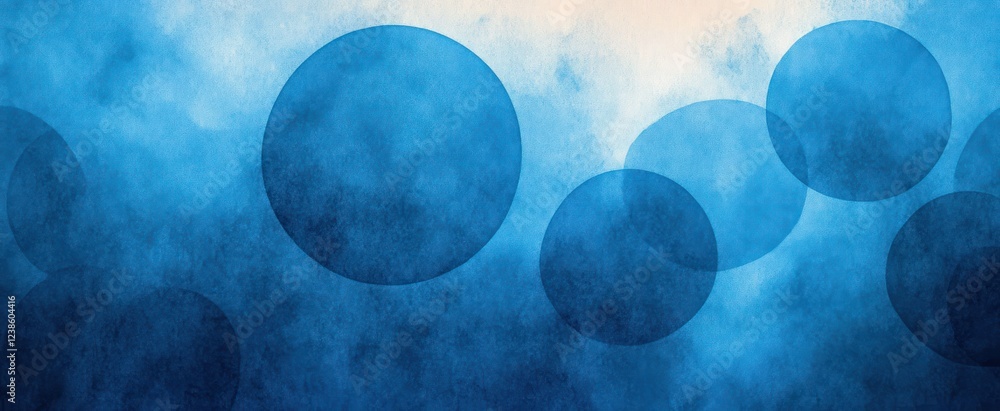 Poster abstract blue textured background with white circles and grunge patterns for modern design