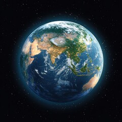 Realistic 3D Rendering of Earth from Space with Hyper-Detail and Vibrant Colors