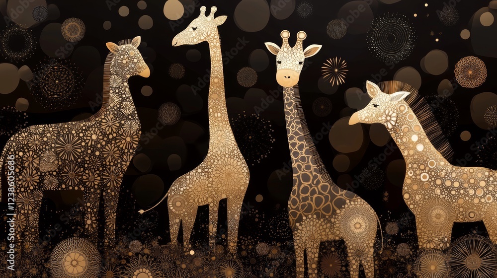 Aufkleber animal background design featuring creative giraffes in a patterned chaos setting with an artistic f