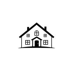 Simple House Icon: Minimalist Black and White Home Design Vector Graphic