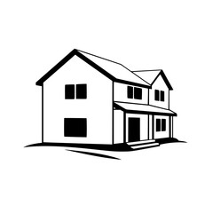 Modern Two-Story House: Architectural Design and Real Estate Illustration