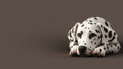 3D Dalmatian Dog Posing with Paws Tucked Underneath Body
