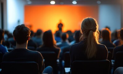 Audience Engaged in Seminar Training Room Presentation with Speaker at Business Conference Event