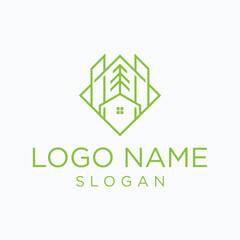  Leaf and building combination logo  green city  simple design vector